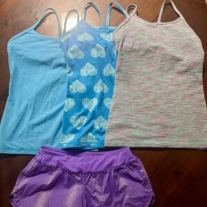 Ivivva Atheletica (lululemon kids) tanks & glitter shorts Size 10